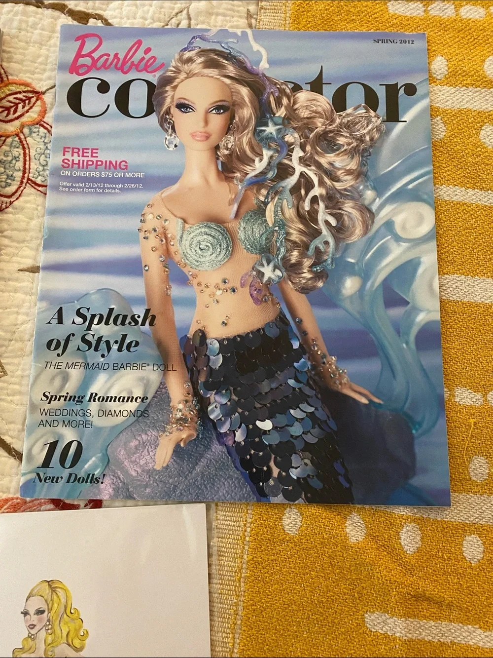 Barbie and Ken Blue and Gold Fashion Illustration Print and catalogs
